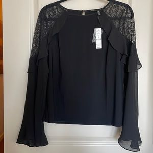 Black blouse with shoulder lace